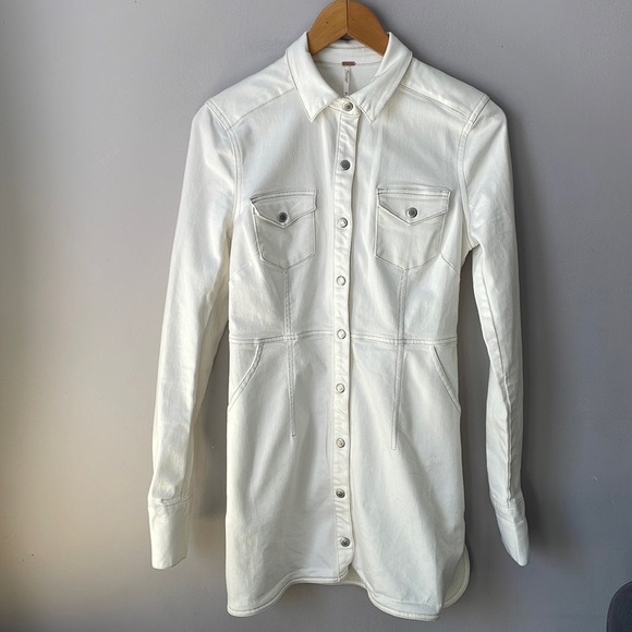 Free People Denim Button Up Shirt Dress - Picture 5 of 6
